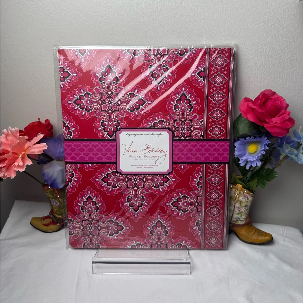 NWT Vera Bradley Frankly Scarlet Pocket Folders retired pattern